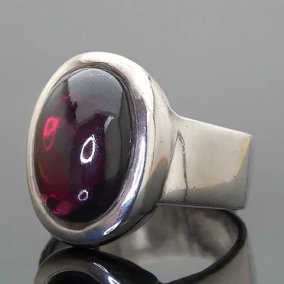 Vintage Natural Red Stone (Garnet?) Sterling Silver Ring, Size 6.25 Stamped 925 - Picture 3 of 11